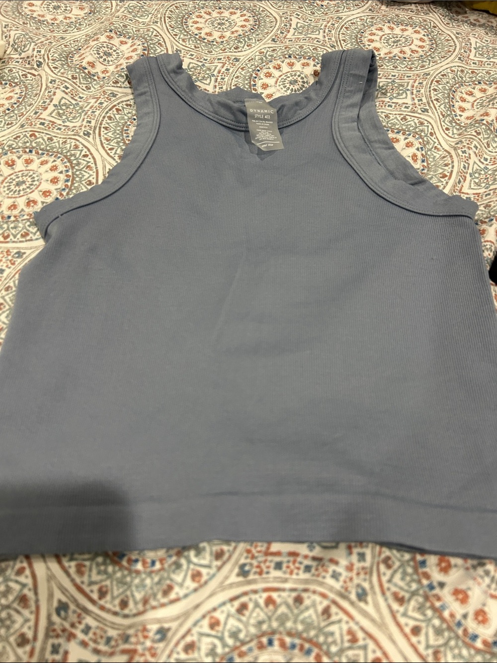Women's Ribbed Tank Crop Top - Dusty Blue